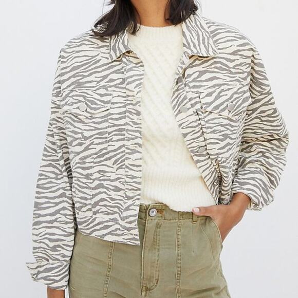 Anthropologie Mona Cropped Trucker Jacket Size Large - Picture 2 of 7
